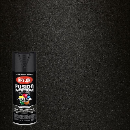 Short Cuts Krylon Fusion All-In-One Metallic Black Stainless Steel Paint+Primer Spray Paint 12 oz K02790007